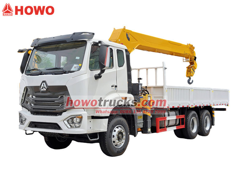 Howo 6x4 cargo truck with 20T crane