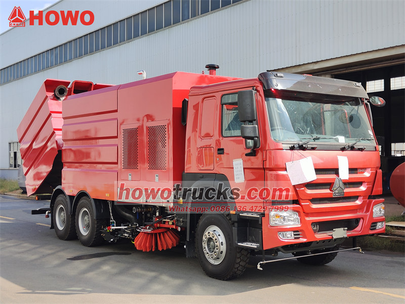 HOWO 20cbm road sweeper jetting trucks for export