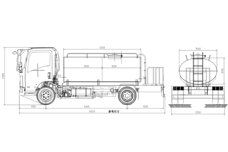 HOWO drinking water tanker 4000L drawing