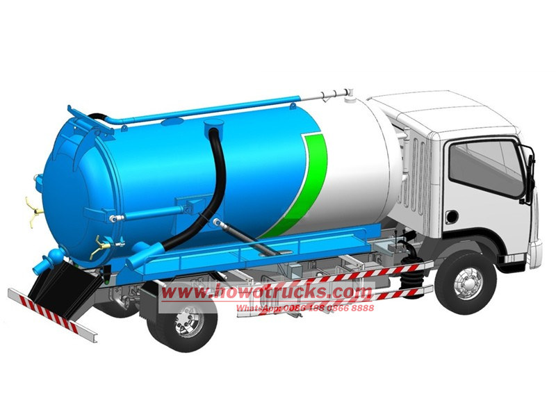 3D Technical drawing for vacuum sewage truck