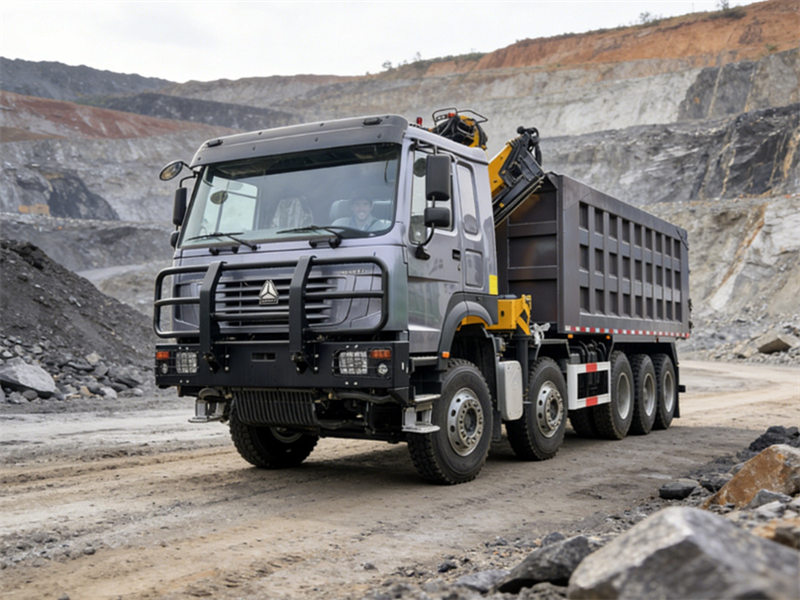Howo 10x4 mining dumper truck with crane 