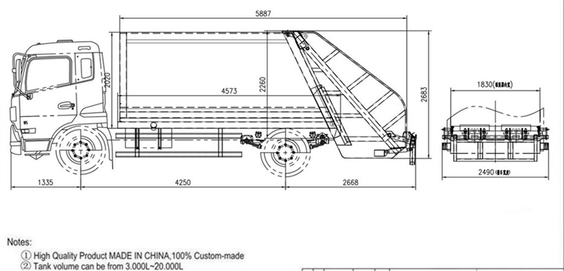 HOWO rear loader truck drawing